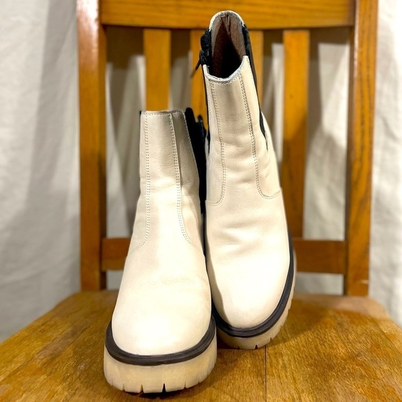Free People James Chelsea Chunky Heel Leather Boots White EU 39 - Picture 3 of 10